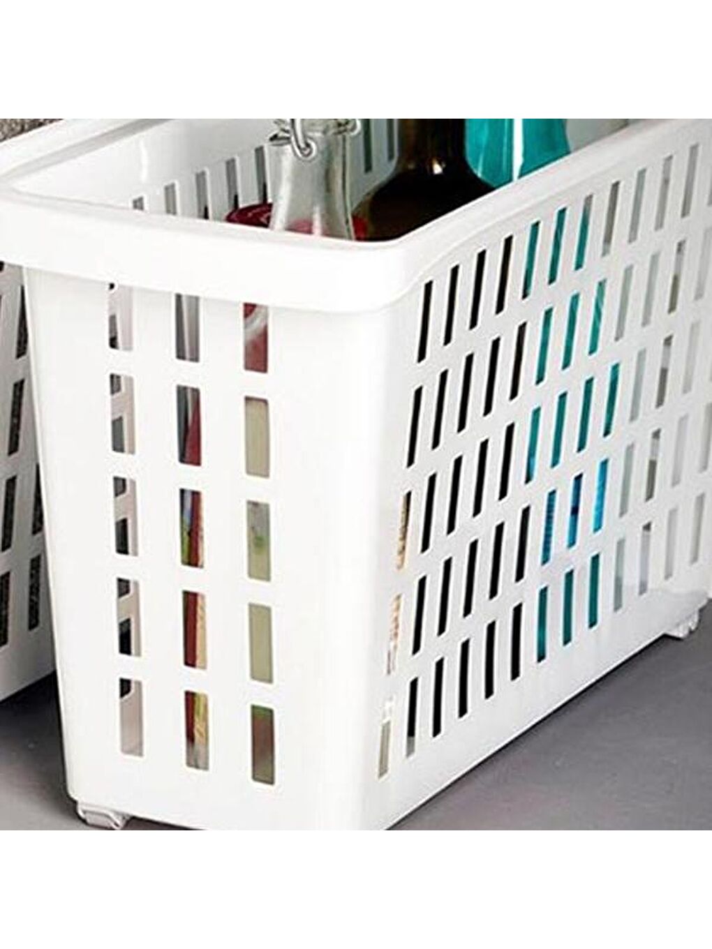 Beyaz Plastik Maksi Dolap İçi Tekerlekli Düzenleyici - 13 lt-1