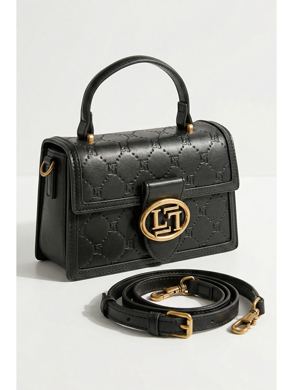 Ek Askılı Sert Deri Çanta 930395 Siyah-3