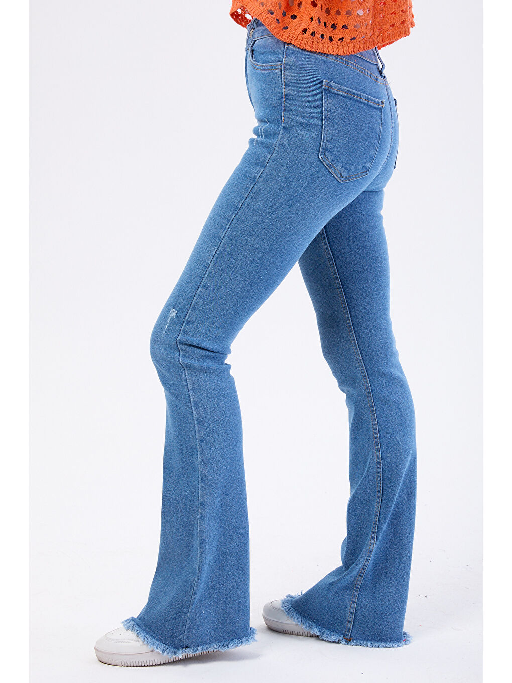 Pamuklu Flare Elastanlı Jean Pantolon Koyu Mavi   23661-3