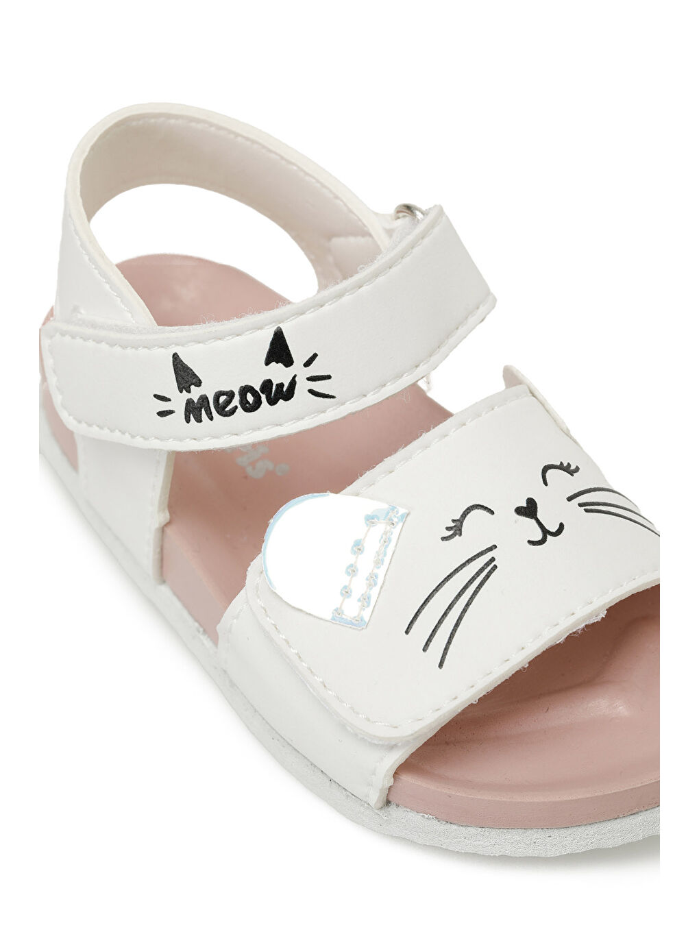 Beyaz CADDY.B5FX Kedi Baskılı Kız Çocuk Sandalet-6