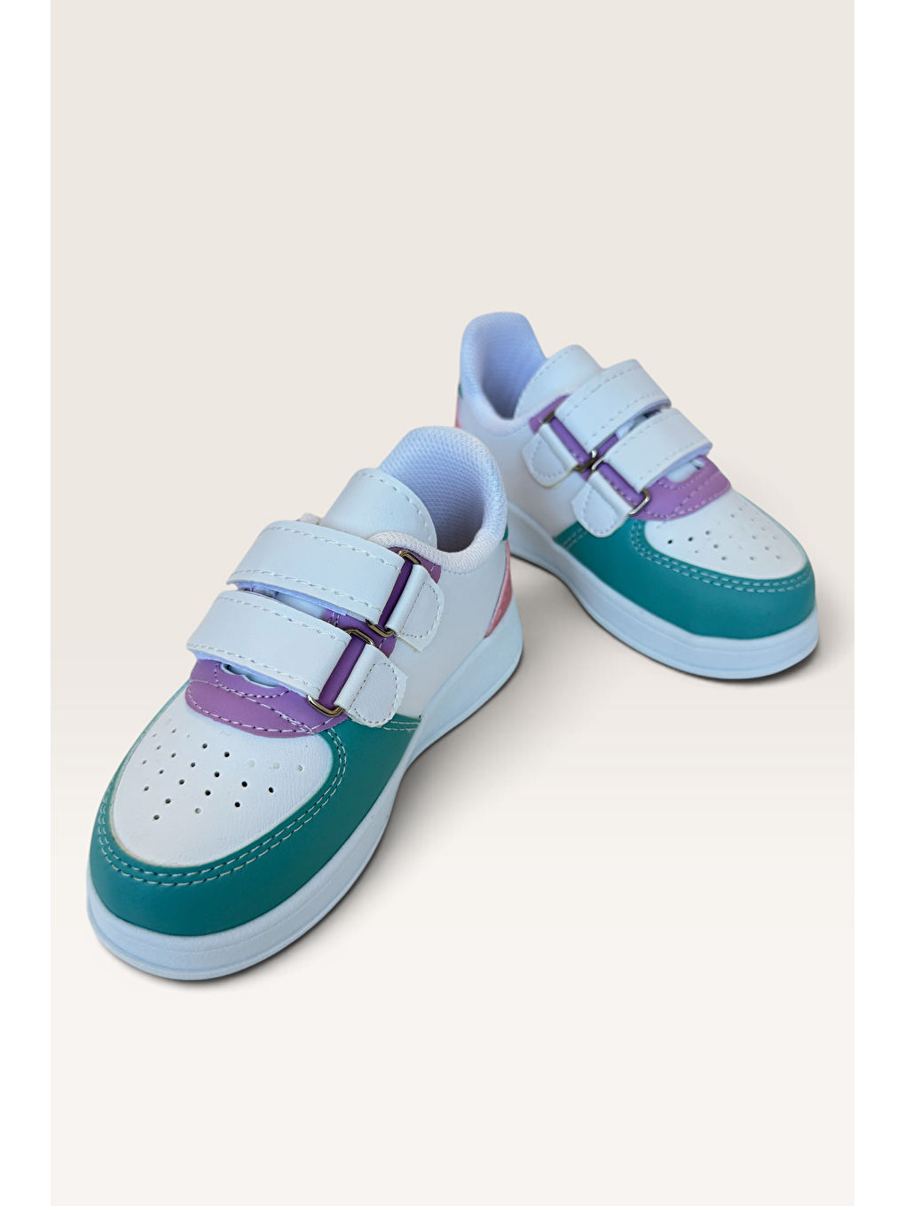 Işıklı Unisex Rahat Hafif Çocuk Spor Ayakkabı Beyaz - Lila-2