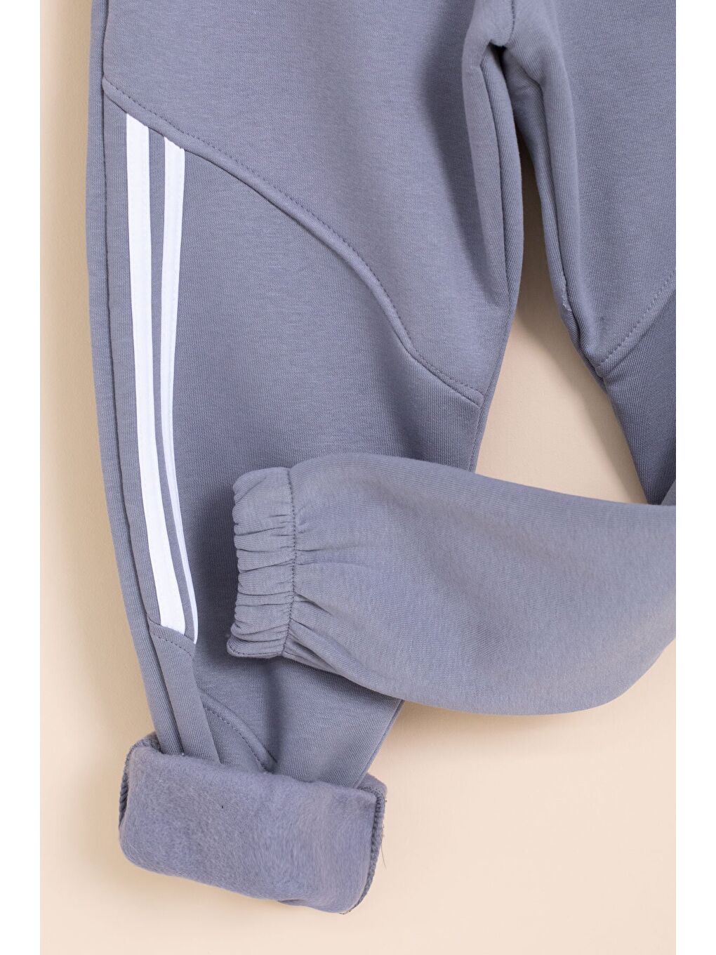 Gri Füme Şerit Detaylı Yazı Baskılı Beli Lastikli Erkek Çocuk Eşofman Altı 21459-3