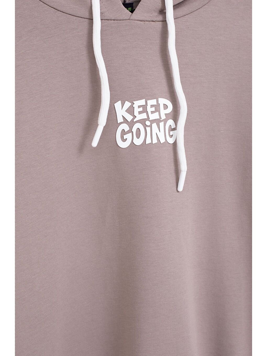 Kahverengi Kahve Erkek Çocuk Keep Going Yazılı Şeritli Erkek Çocuk Kapüşonlu Eşofman Takımı 23419-1