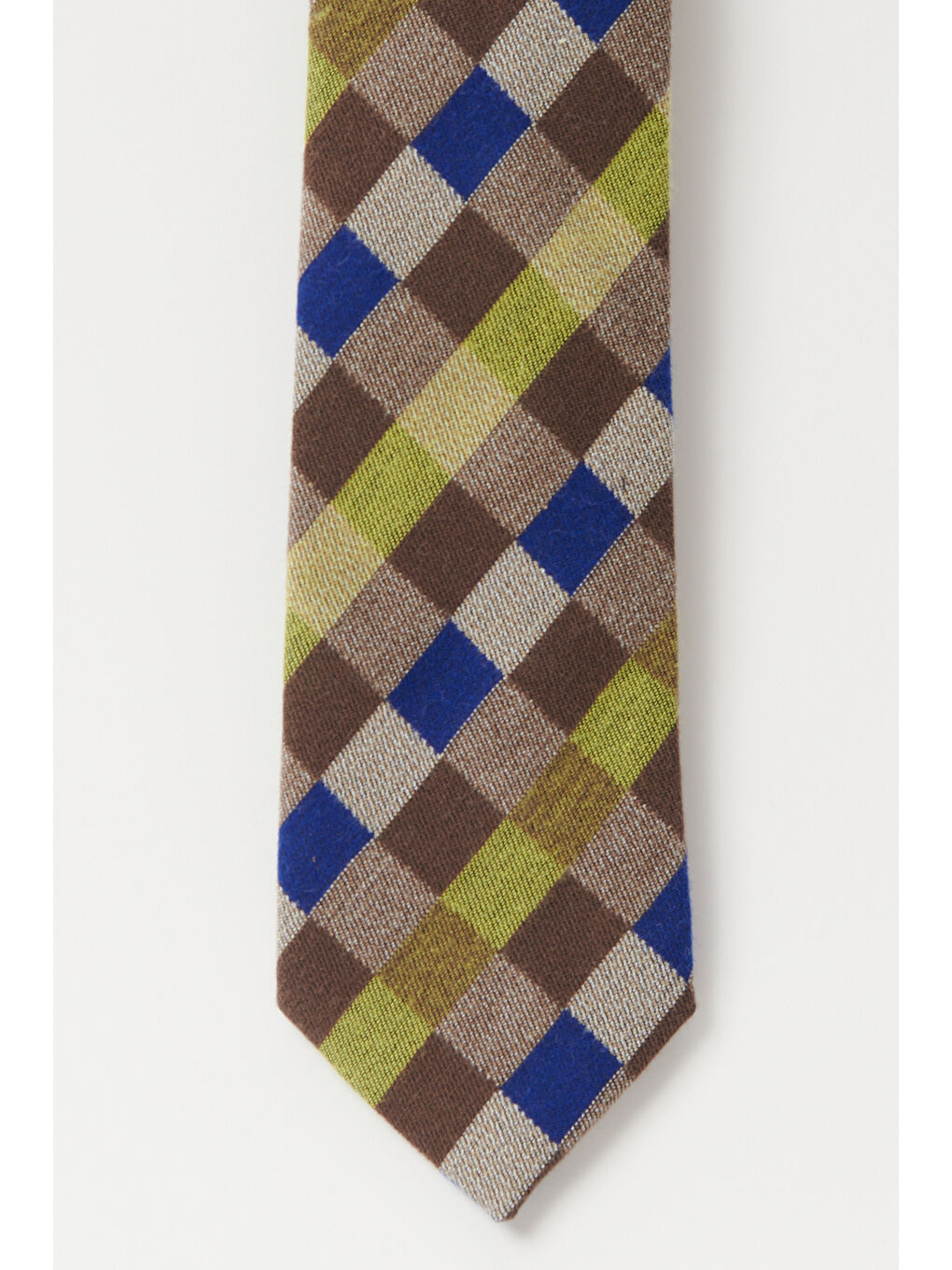 Ekru Erkek Sarı-Mavi-Kahve Yünlü Klasik Kravat-1