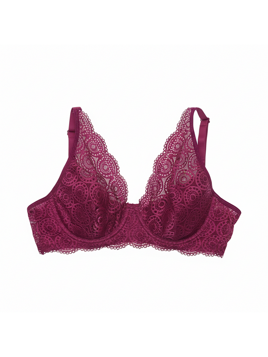 Kadın Taş Baskılı Dantelli Toparlayacı Bordo Renk Sütyen Bb2422-1