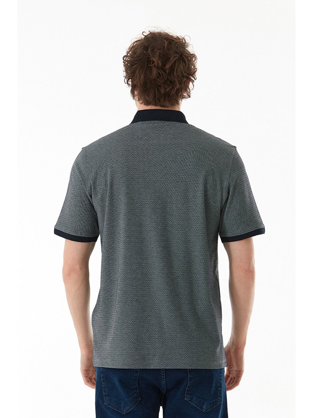 Lacivert Desenli Cepli Polo Yaka Tişört-4