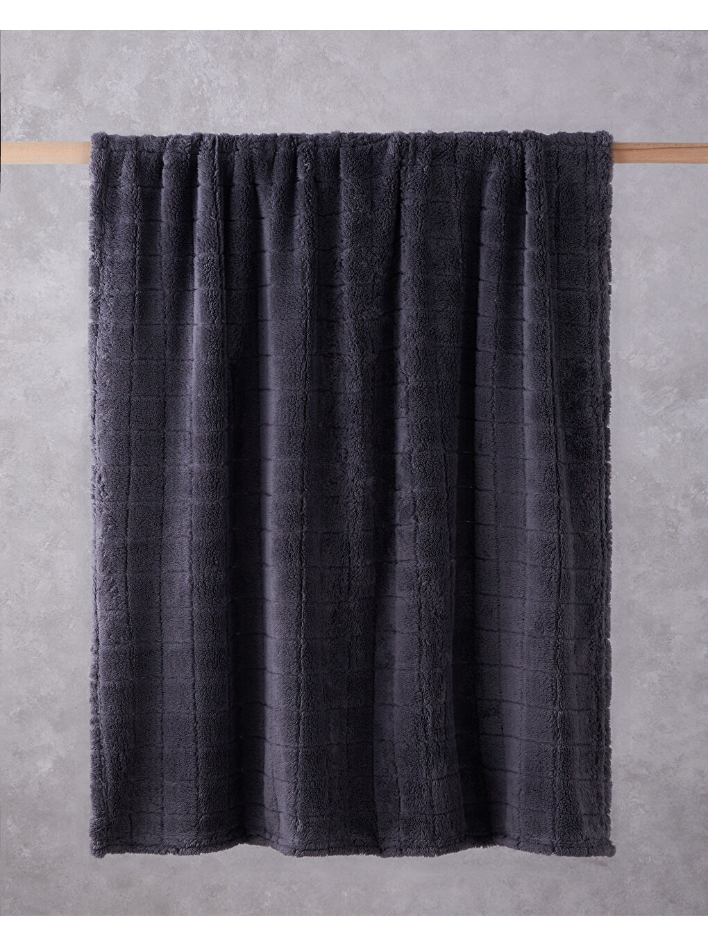 Natural Checkers Jakarlı Wellsoft Tv Battaniye 120x160 cm Antrasit