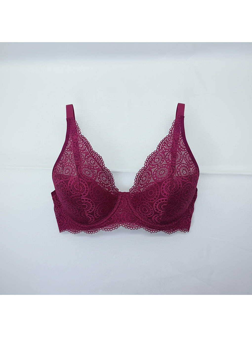 Kadın Taş Baskılı Dantelli Toparlayacı Bordo Renk Sütyen Bb2422-2