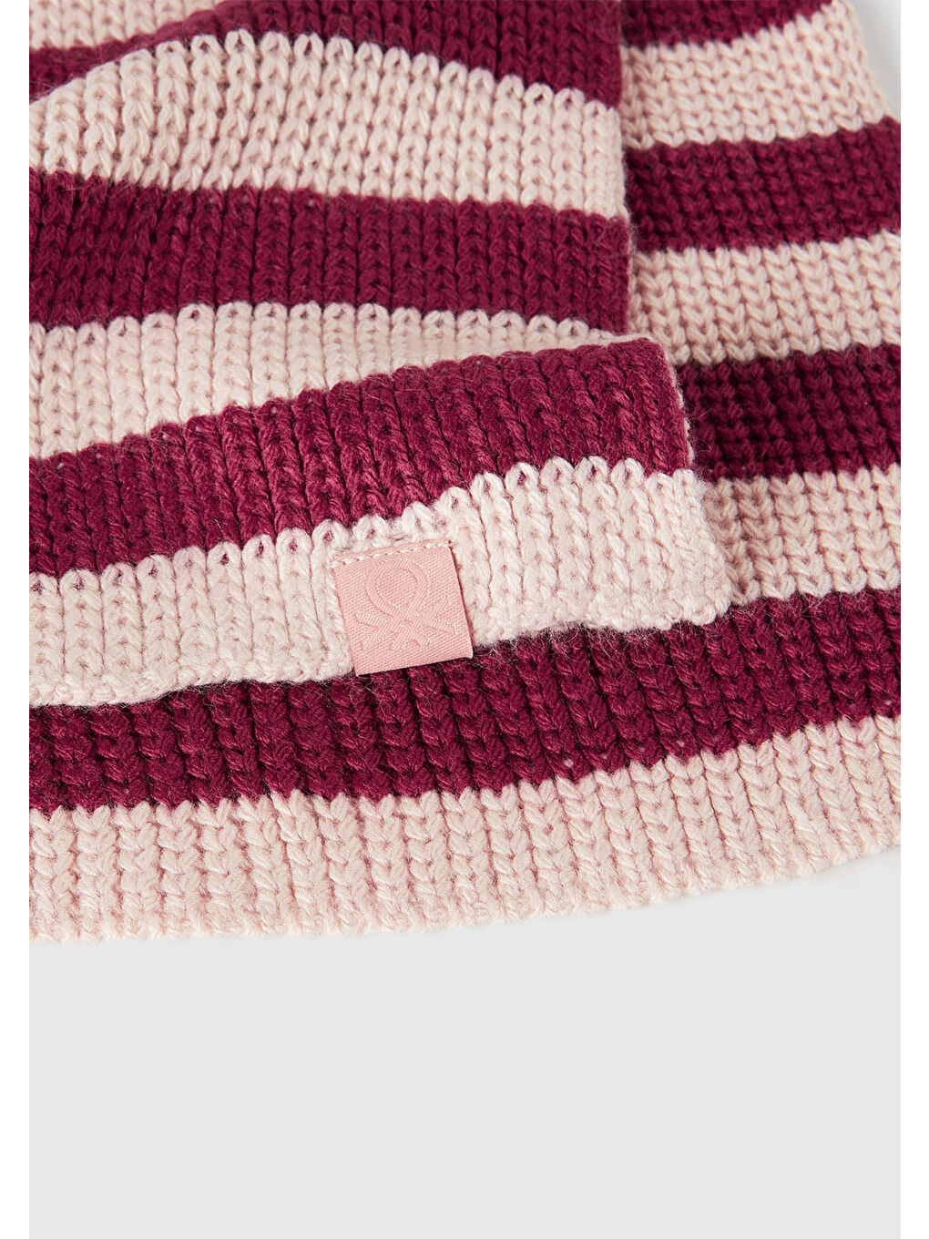 Pembe Erkek Çocuk Ekru-Lila Logo Etiketli Renk Bloklu Atkı-2