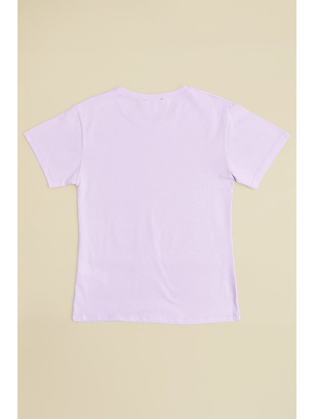 Lila Yıldız Baskılı Bisiklet Yaka Kız Çocuk Tişört-1