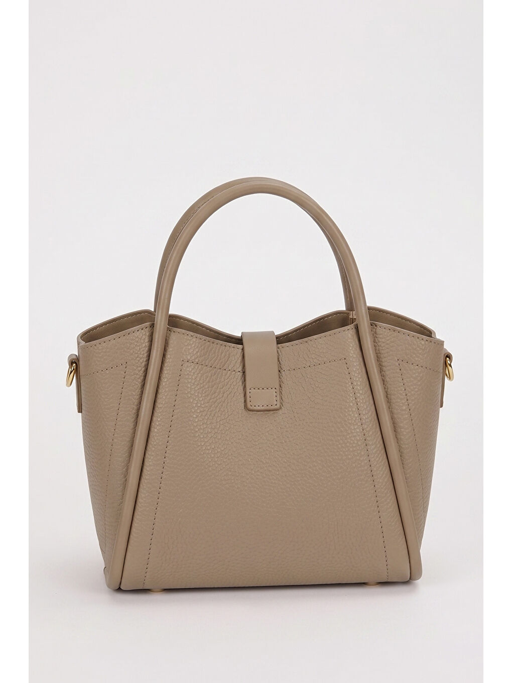 Bej Gözlü Ek Askılı Charm Detay Yumuşak Küçük Boy Deri Çanta 930643 Vizon-3