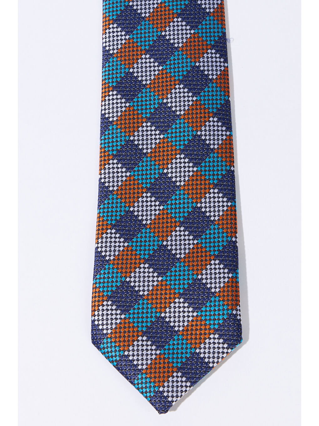 Kahverengi Erkek Kahve-Gümüş Desenli Klasik Kravat-1