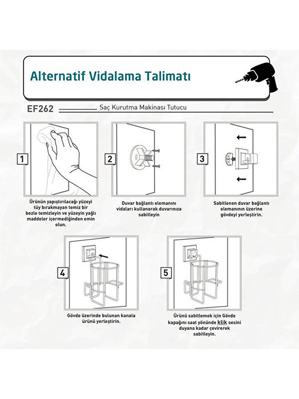 Siyah Easy Fix Fön Tutucu-1