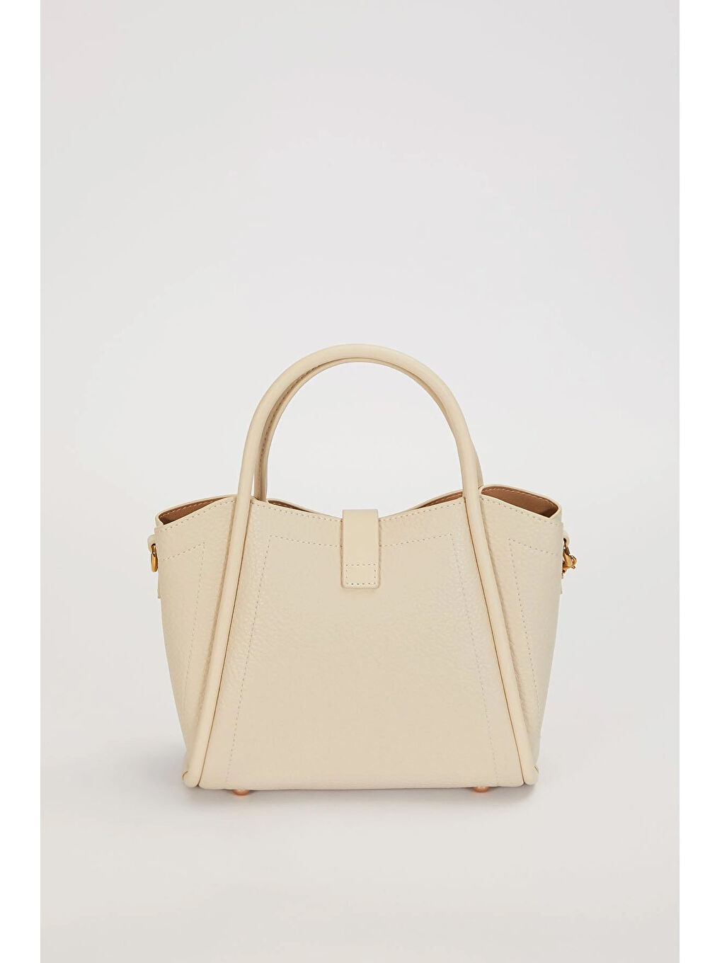 3 Gözlü Ek Askılı Charm Detay Yumuşak Küçük Boy Deri Çanta 930643 Bej-3