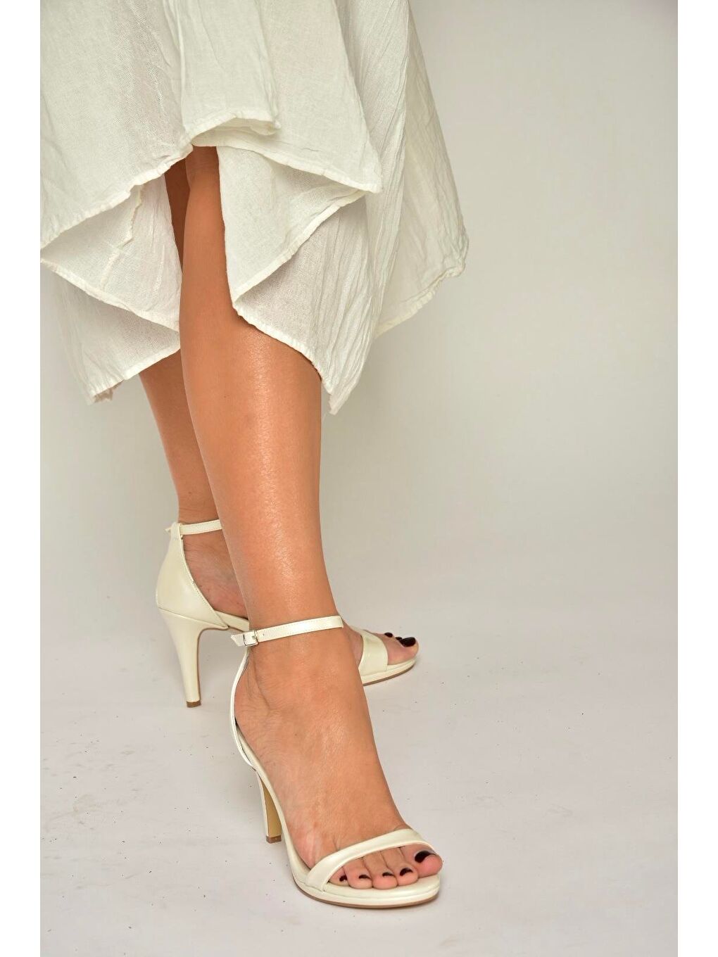 Bej Sedef Kadın Topuklu Ayakkabı Y569716909