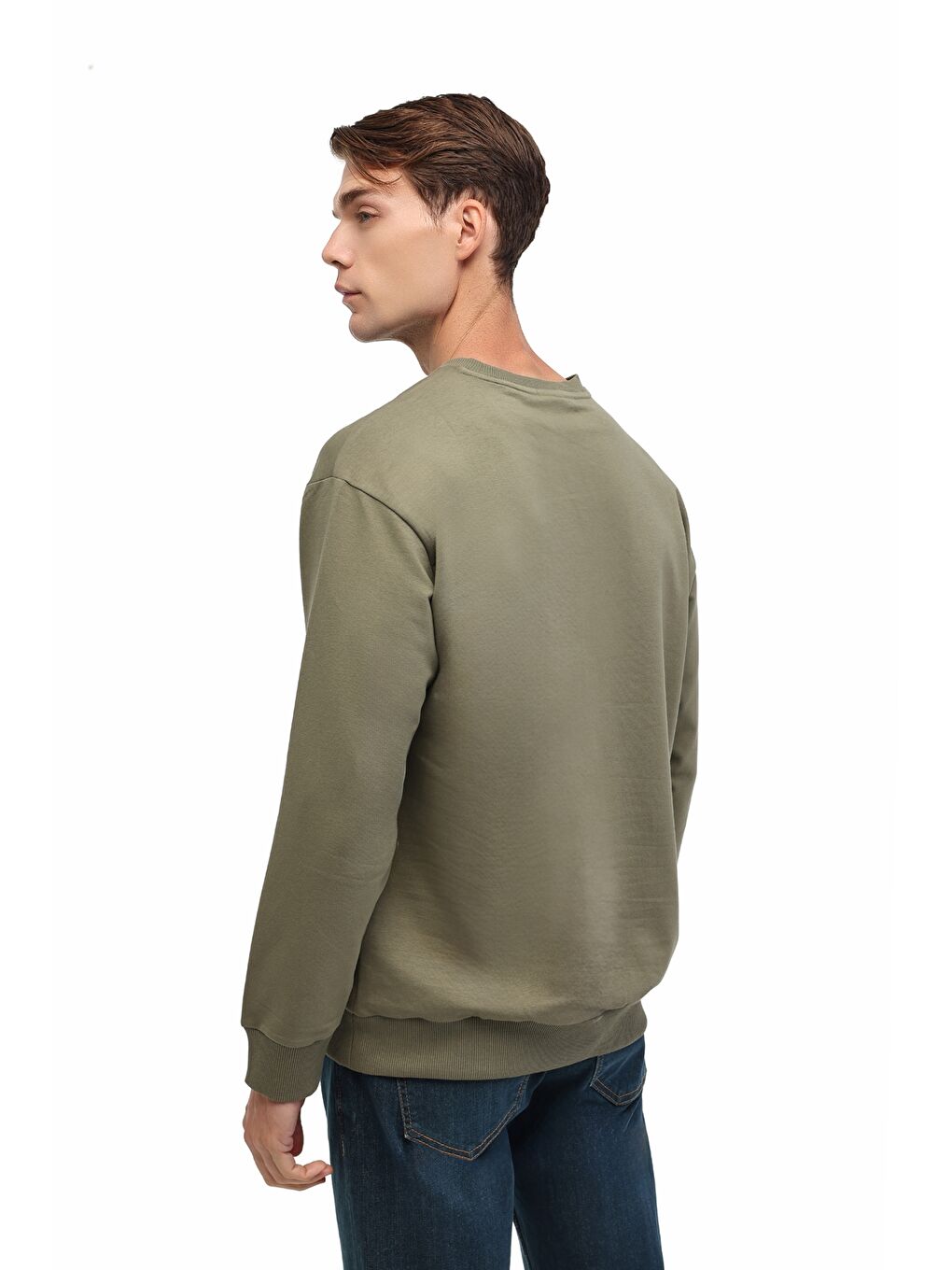 MB SN75 C NECK SW 5PR Haki Erkek Sweatshirt-1