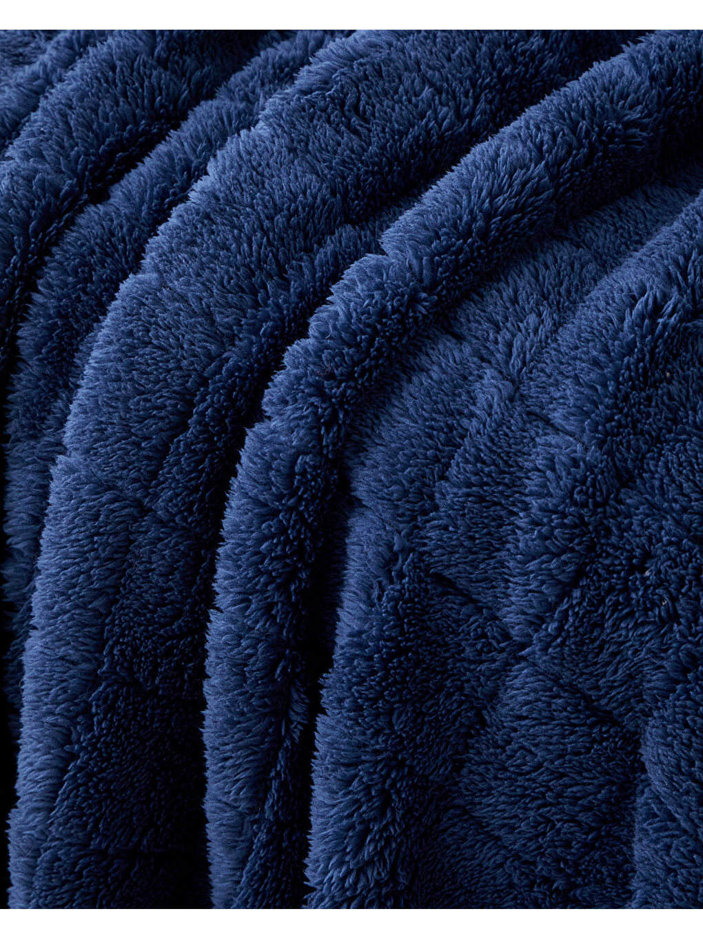 Natural Checkers Jakarlı Wellsoft Tv Battaniye 120x160 cm Gece Mavisi-2