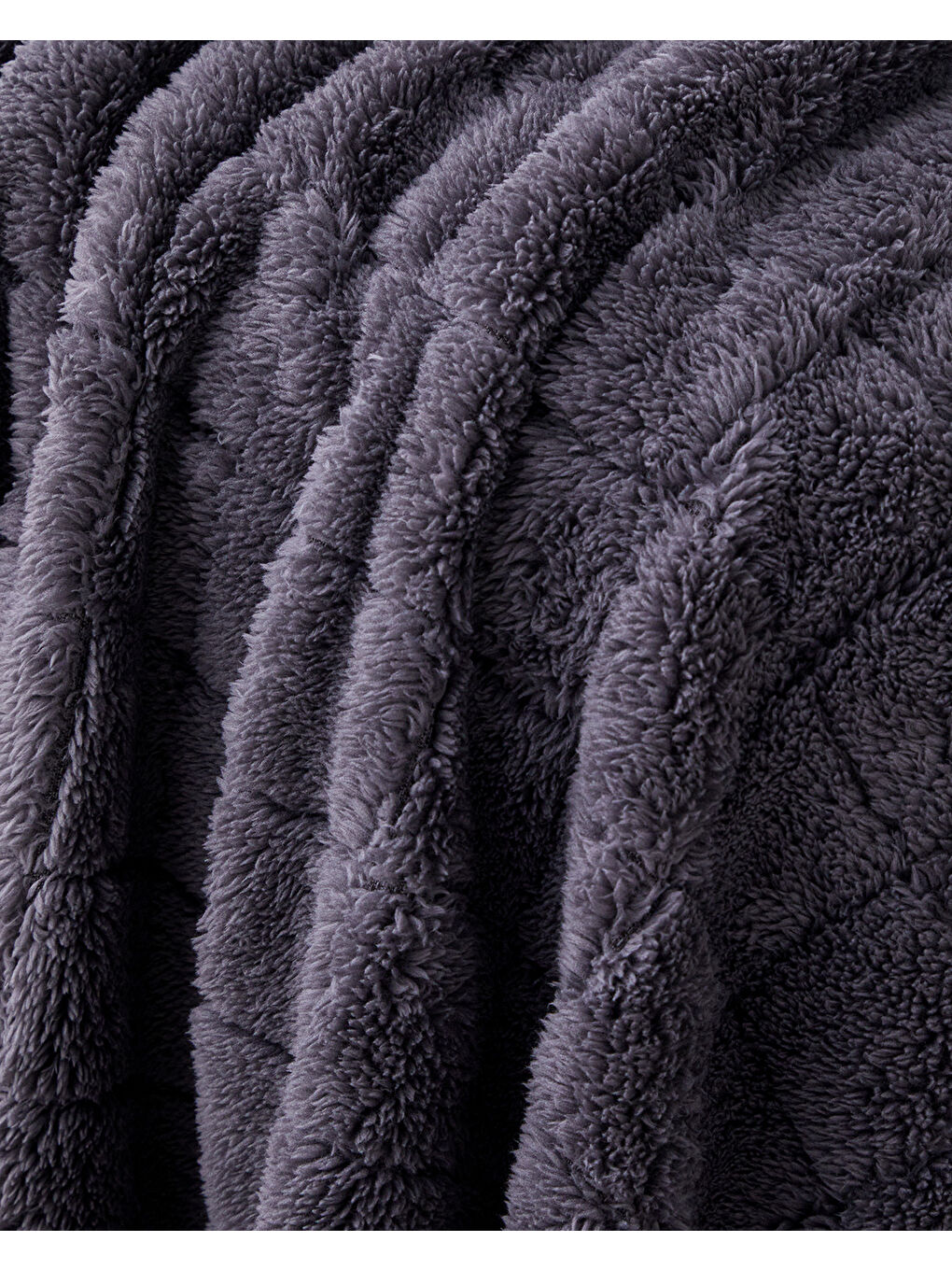 Natural Checkers Jakarlı Wellsoft Tv Battaniye 120x160 cm Antrasit-2