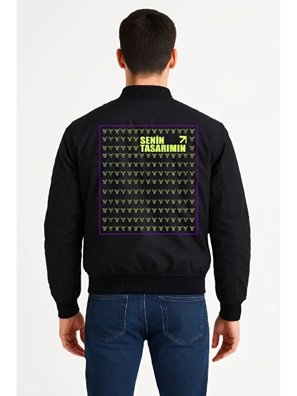 Arka Bomber Ceket - Siyah