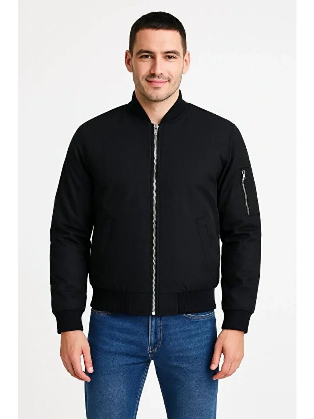 Arka Bomber Ceket - Siyah-1