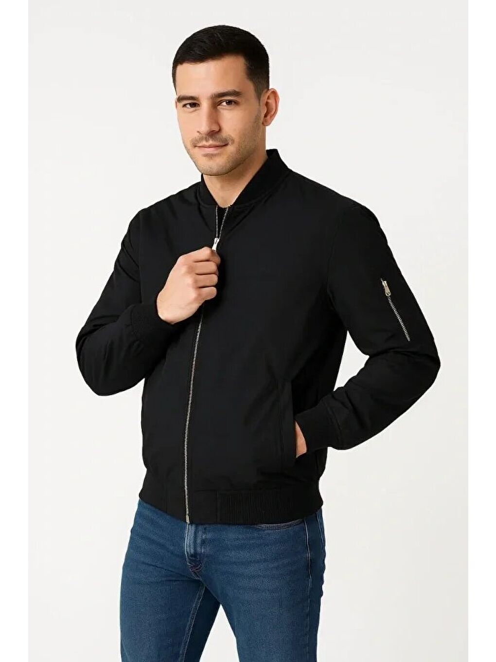 Arka Bomber Ceket - Siyah-2