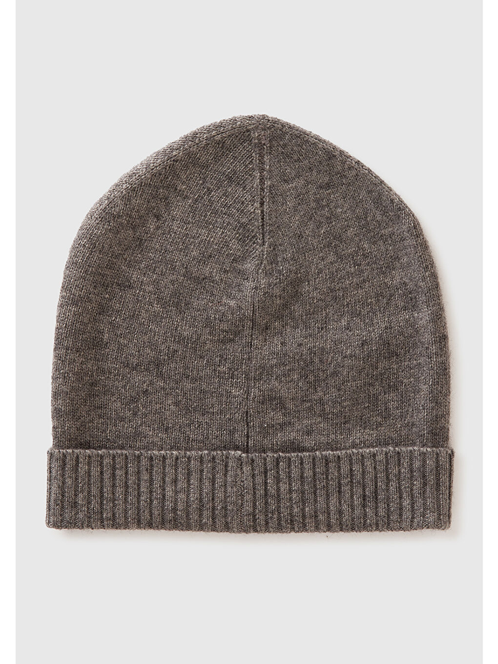 Gri Kadın Antrasit Melanj Yün ve Kaşmir Karışımlı Önü Logo Detaylı Ribana Detaylı Bere-1