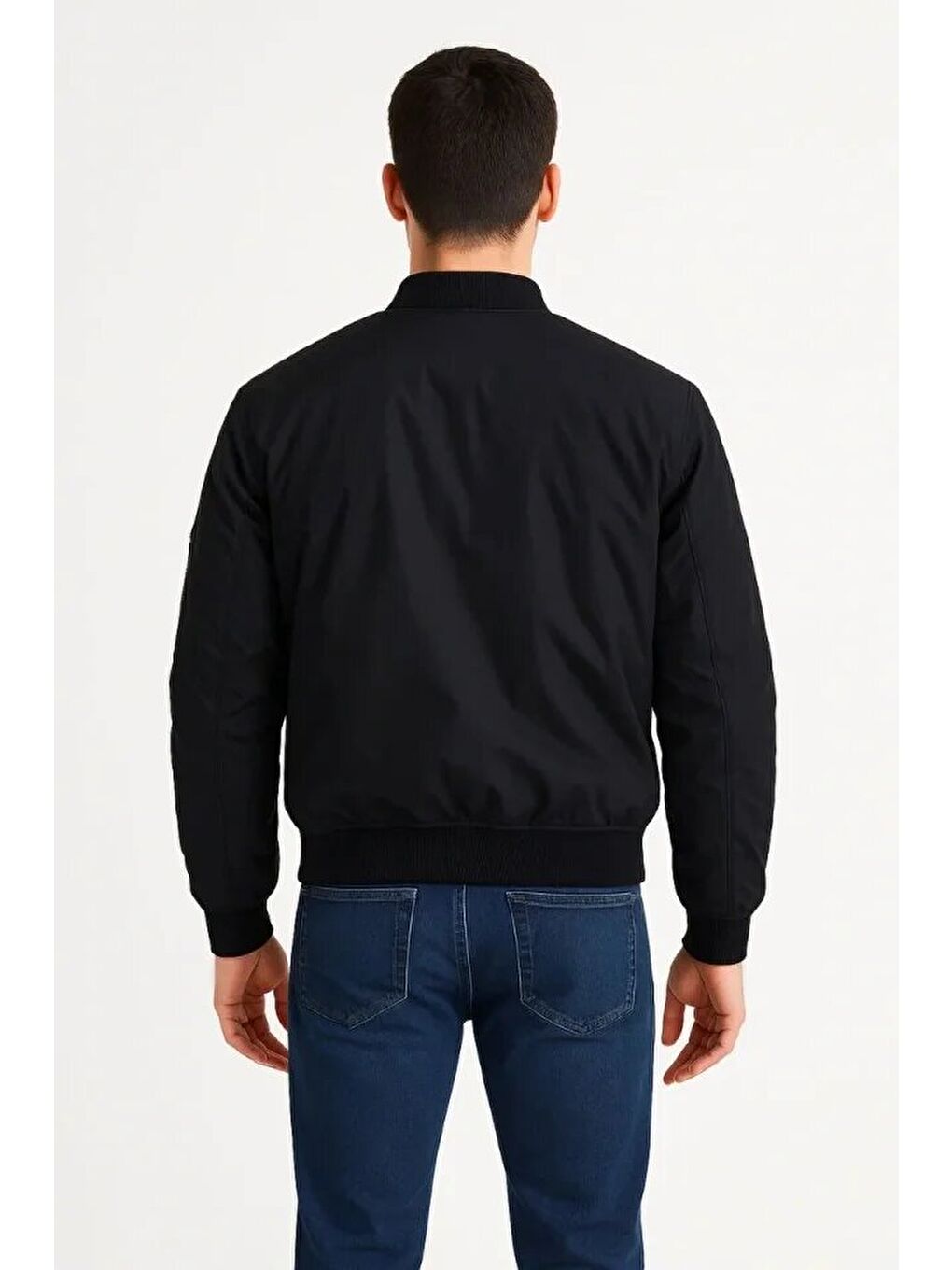 Arka Bomber Ceket - Siyah-3
