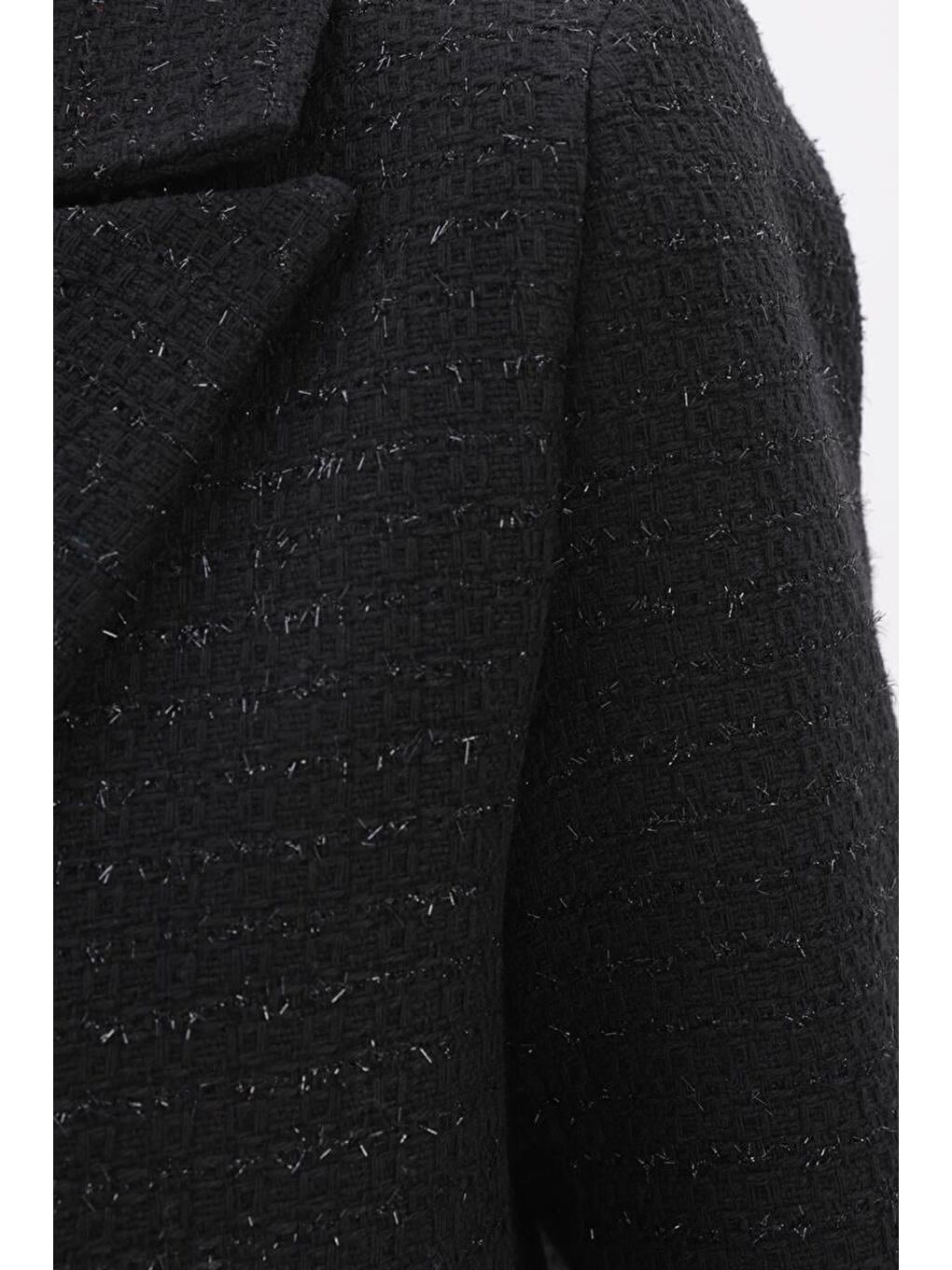 Siyah-Simli Tüvit Kumaş Blazer Ceket-4
