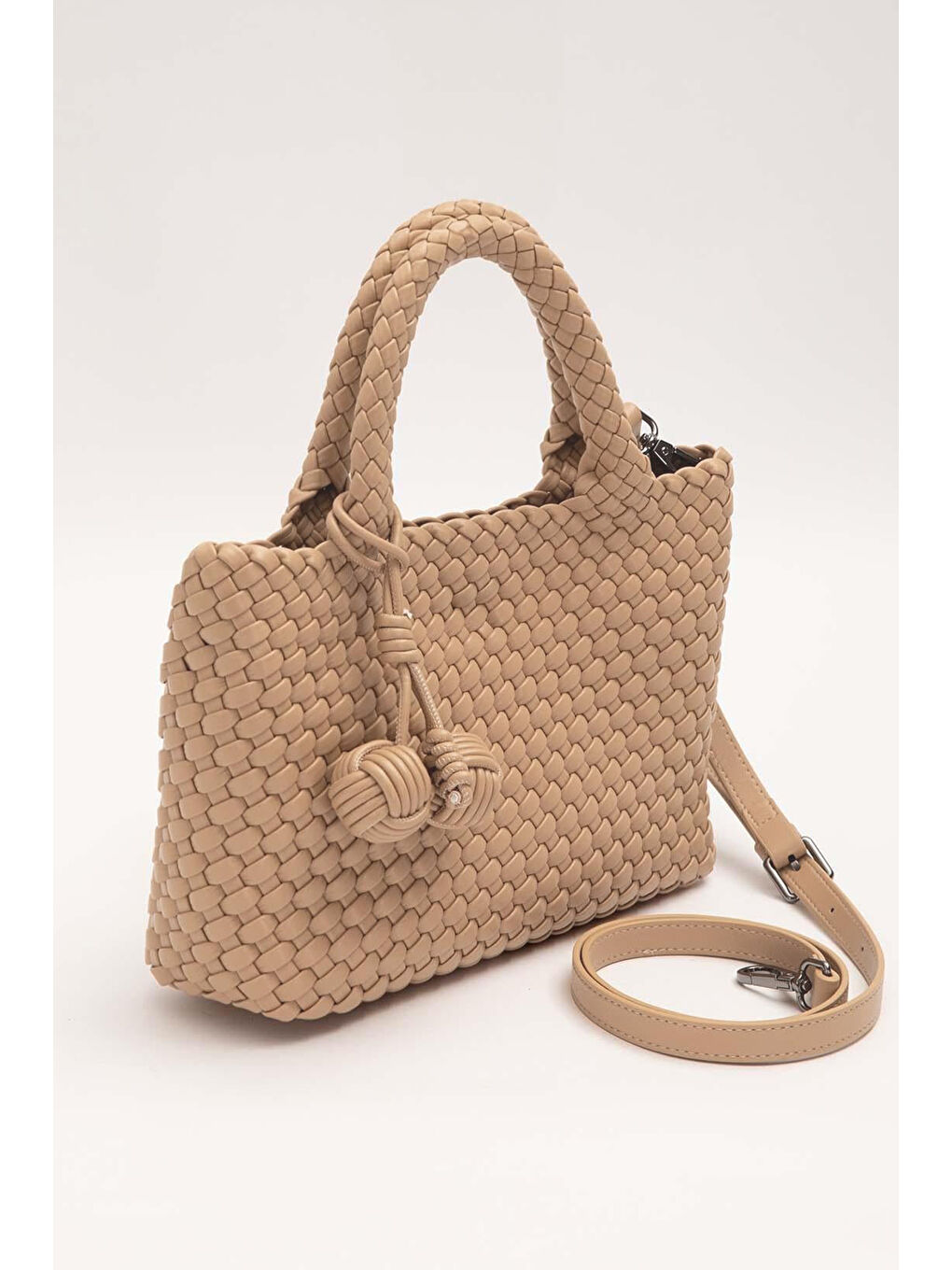 Bej Örme Yumuşak Deri Askılı Çanta 930858 Vizon-1