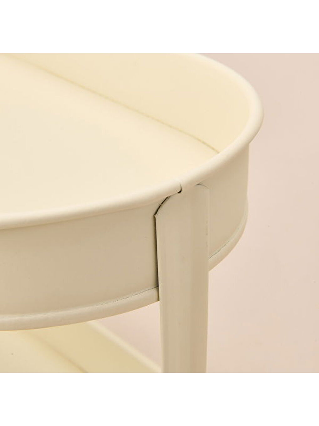 Ekru Bath 2 Katlı Oval Organizer - Krem - 32,5x19 cm-1