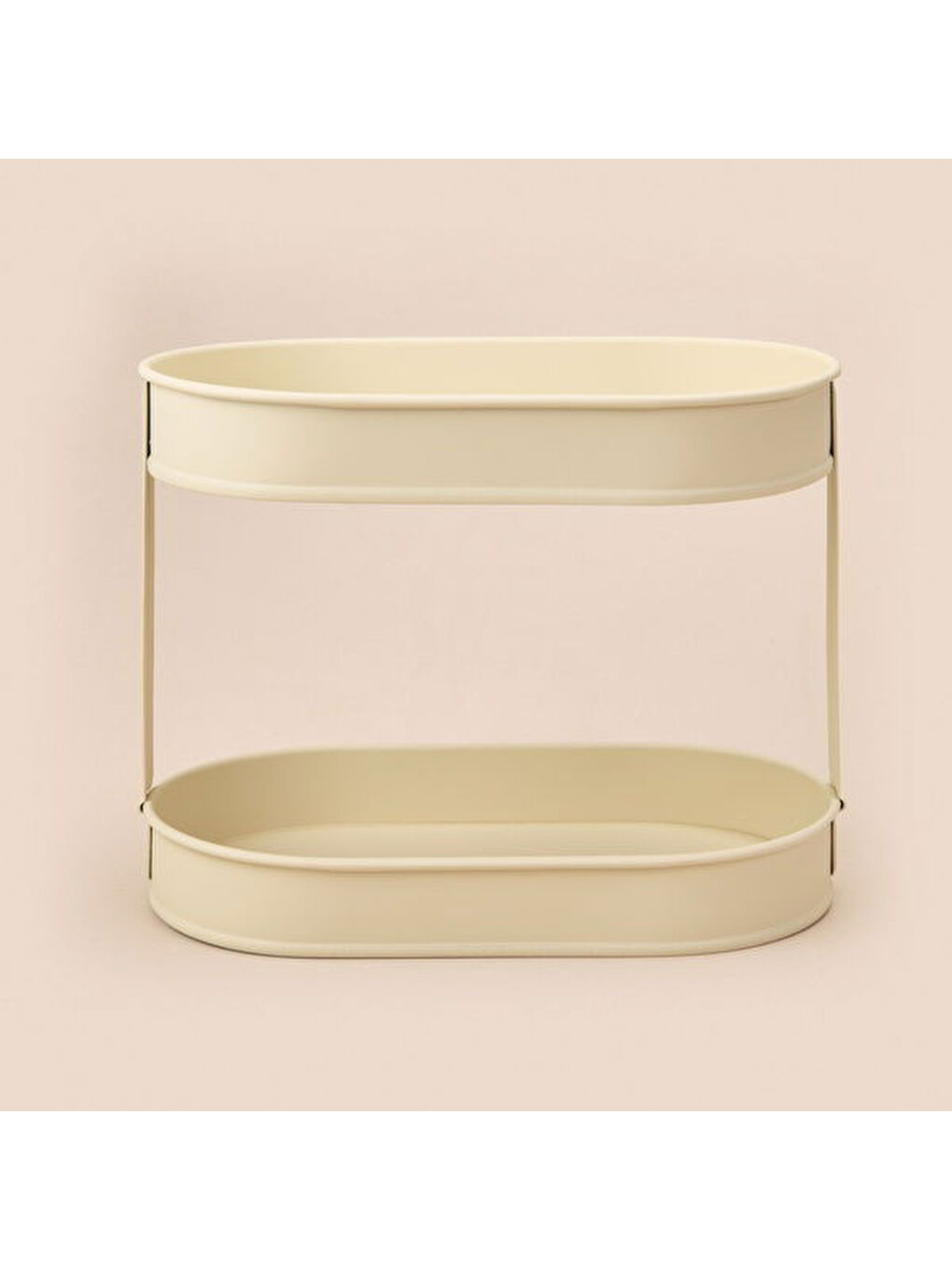 Ekru Bath 2 Katlı Oval Organizer - Krem - 32,5x19 cm-2