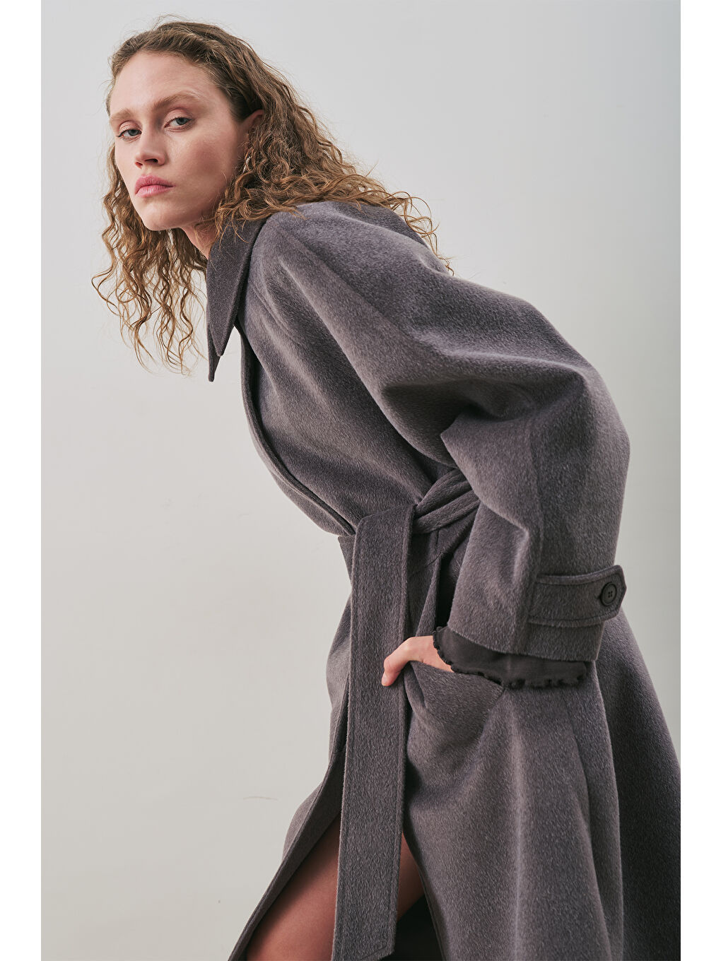 Premıum Kaşe Uzun Kaban Antrasit-3