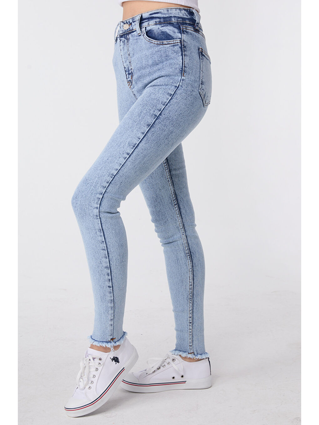 Skınny Elastanlı Jean Pantolon Buz Mavi Kar   23657-2
