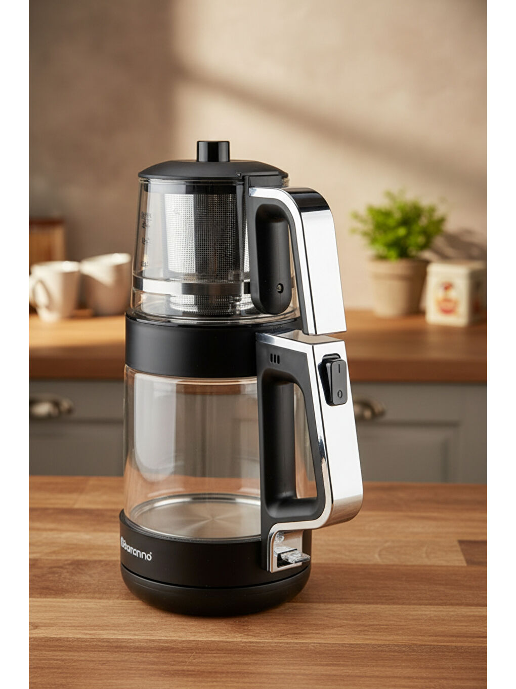 Napoli Cam Demlikli Çay Makinesi Siyah-2