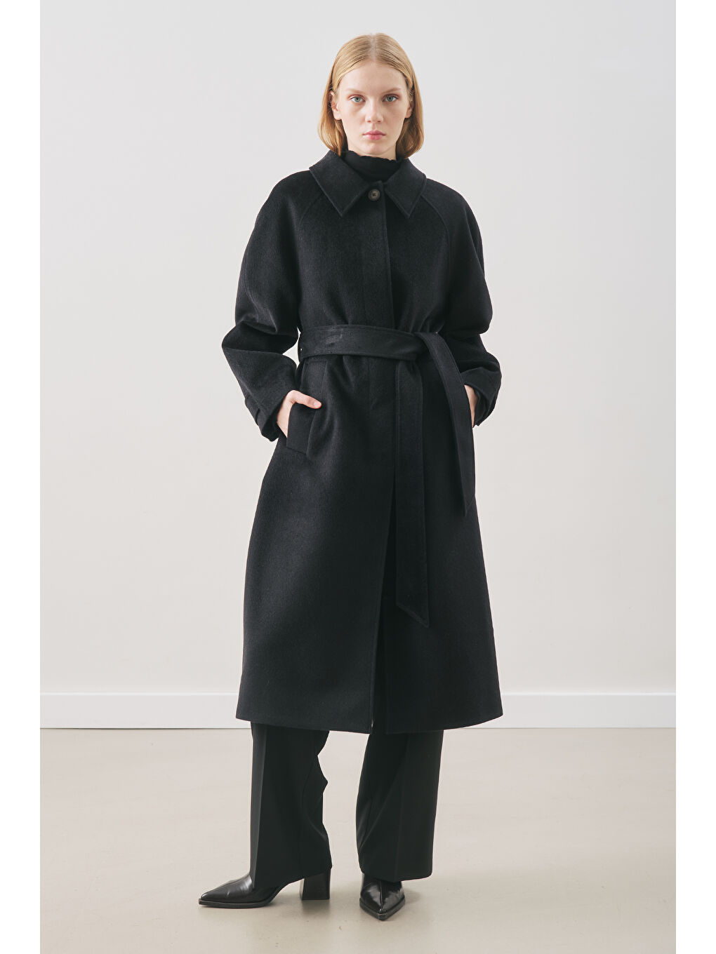 Premıum Kaşe Uzun Kaban Siyah-3