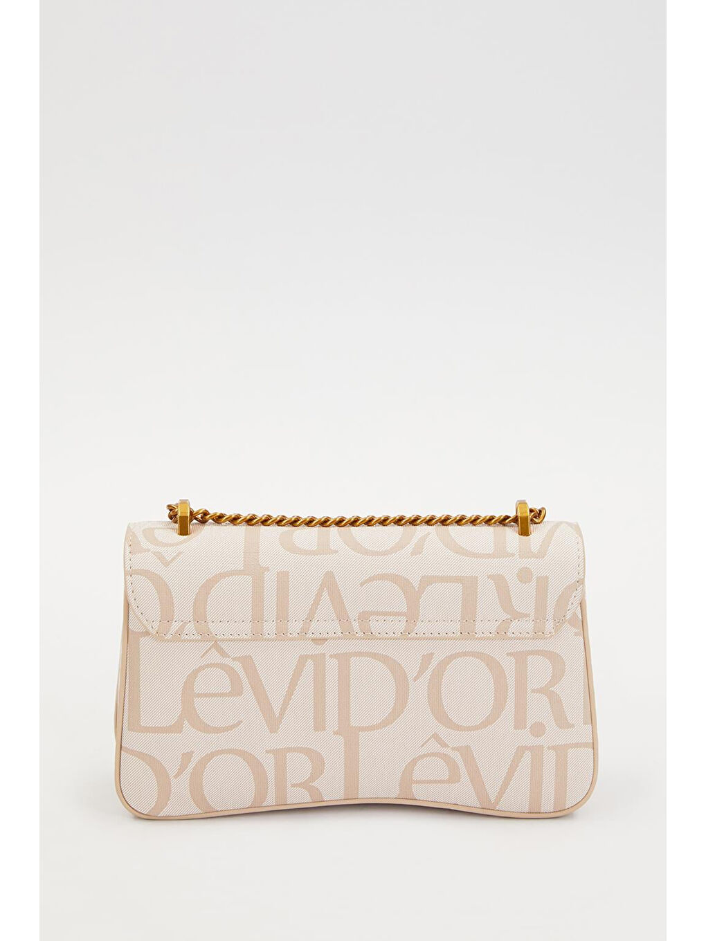 Çift Askılı Zincir Detay Sert Deri Çanta 930282 Bej-2