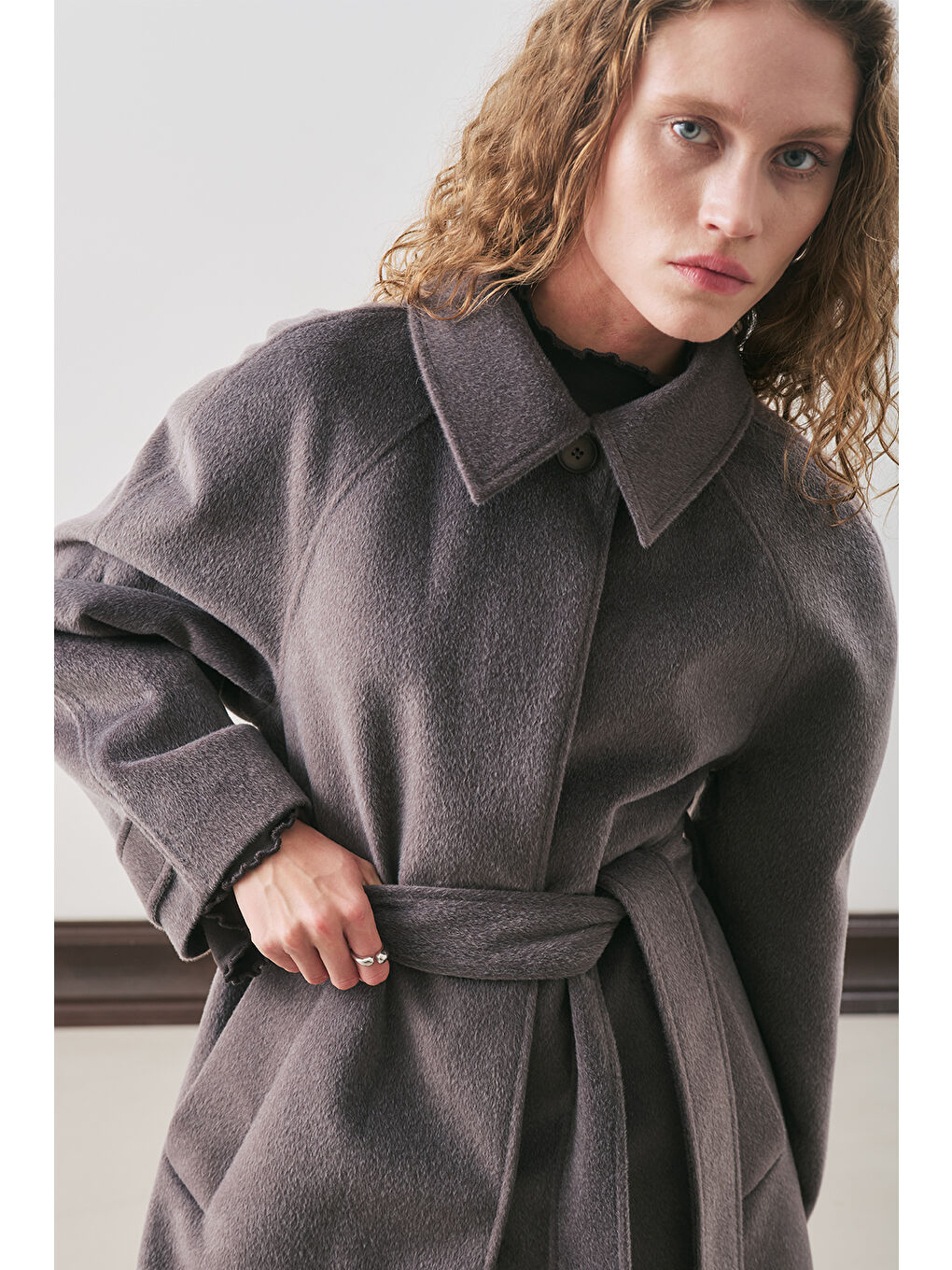 Premıum Kaşe Uzun Kaban Antrasit-5