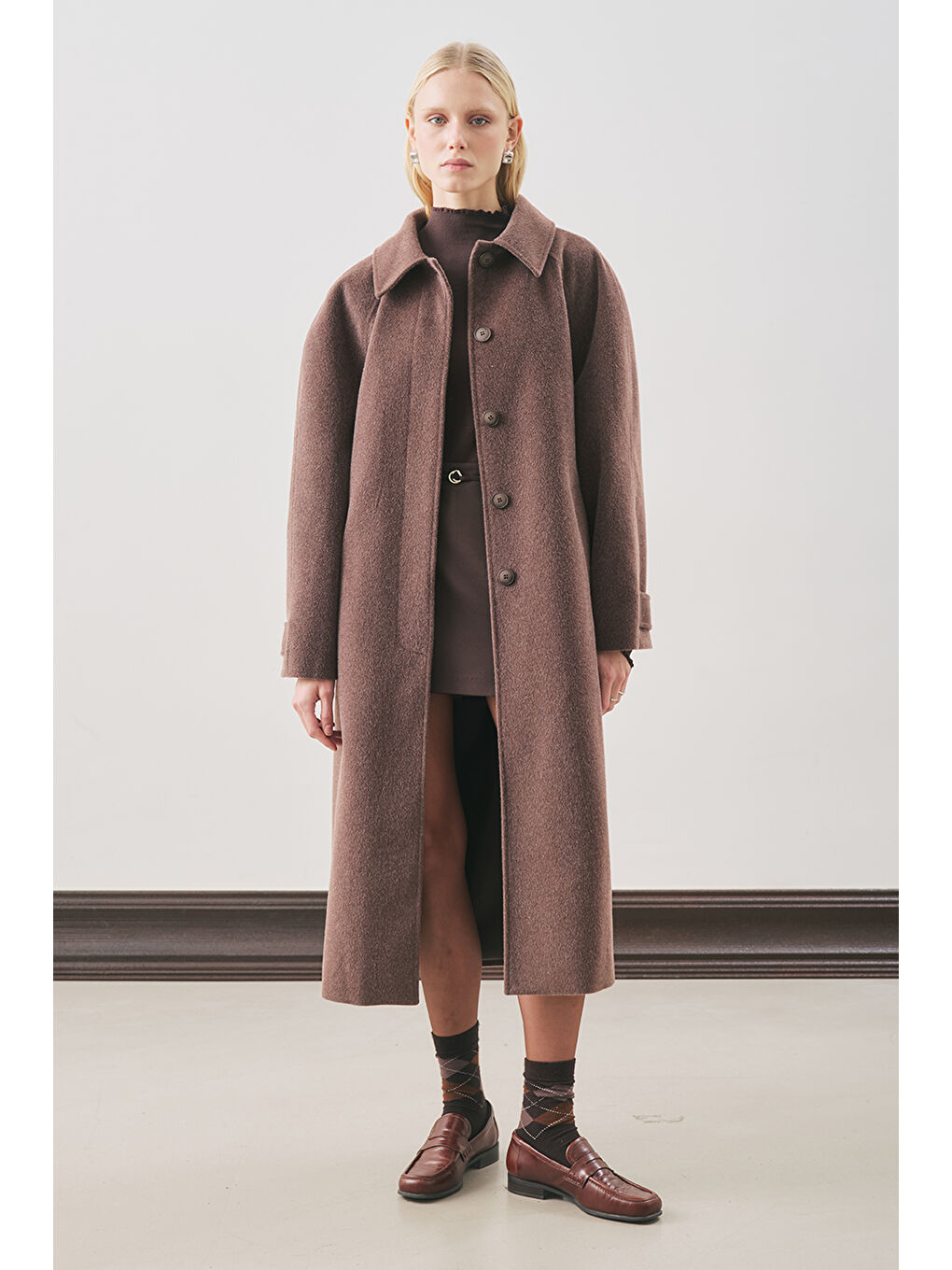 Premıum Kaşe Uzun Kaban Kahverengi-2