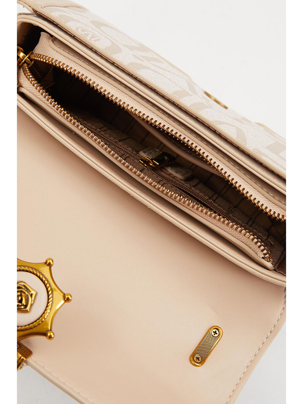 Çift Askılı Zincir Detay Sert Deri Çanta 930282 Bej-3