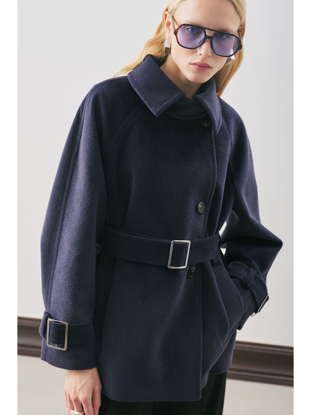 Premıum Kaşe Geniş Kaban Lacivert-1