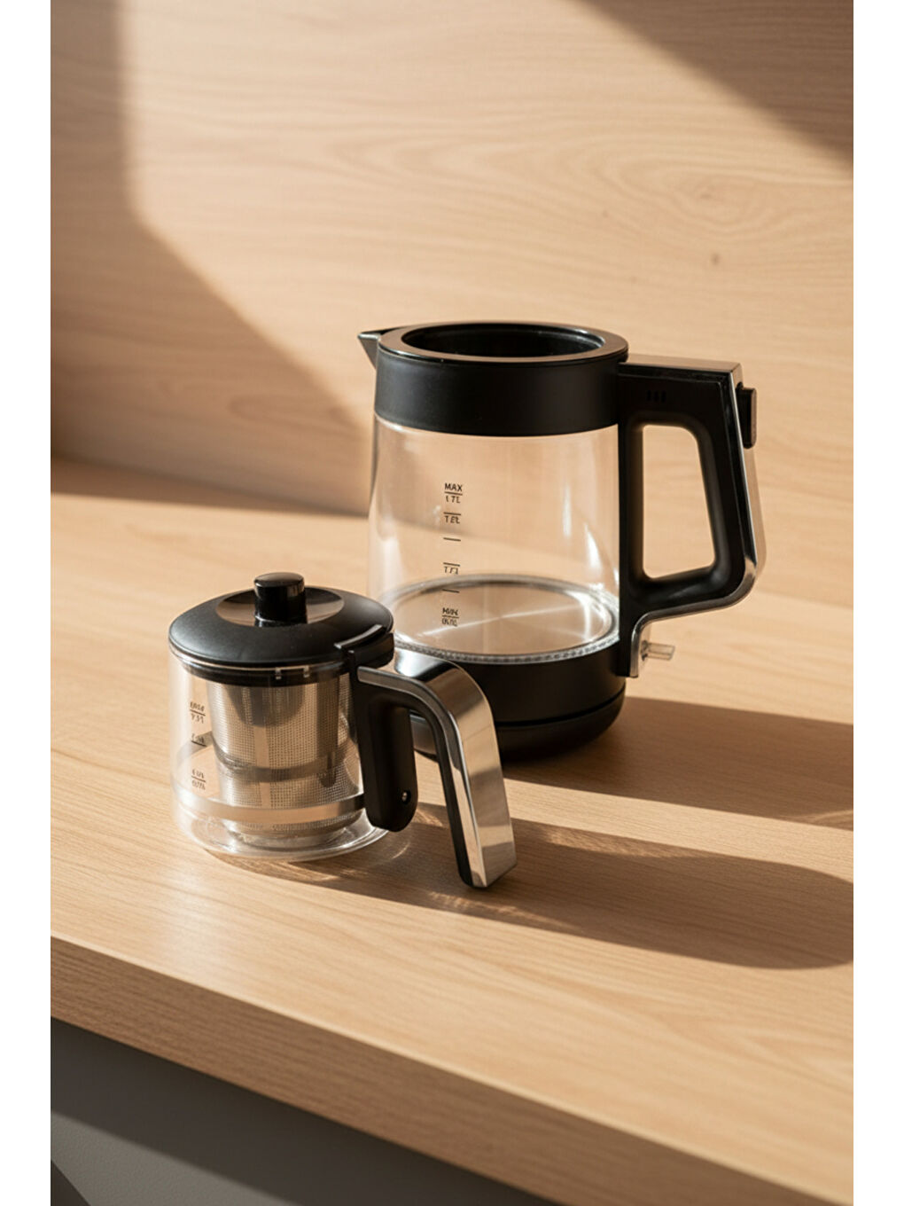 Napoli Cam Demlikli Çay Makinesi Siyah-3