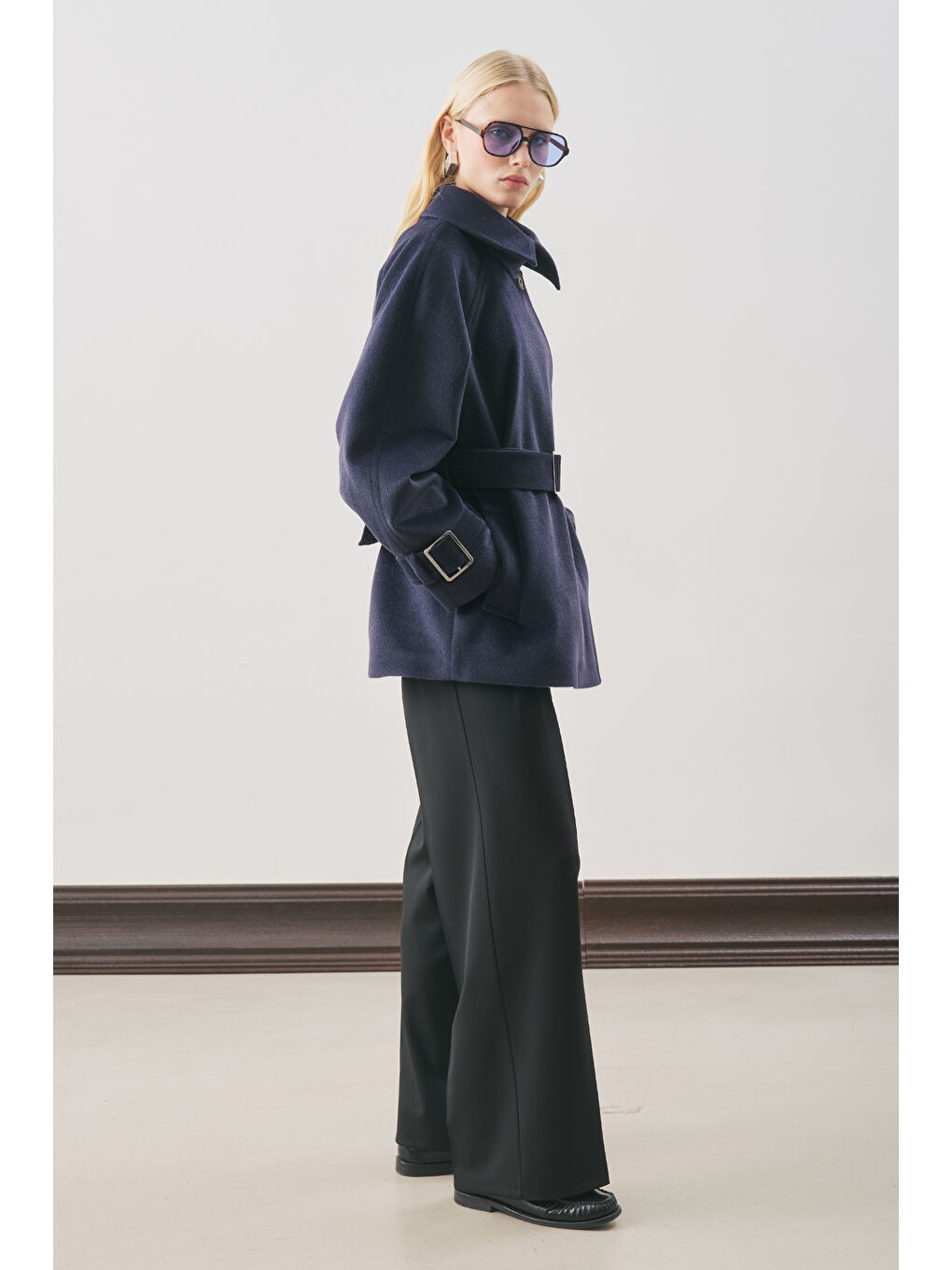 Premıum Kaşe Geniş Kaban Lacivert-2