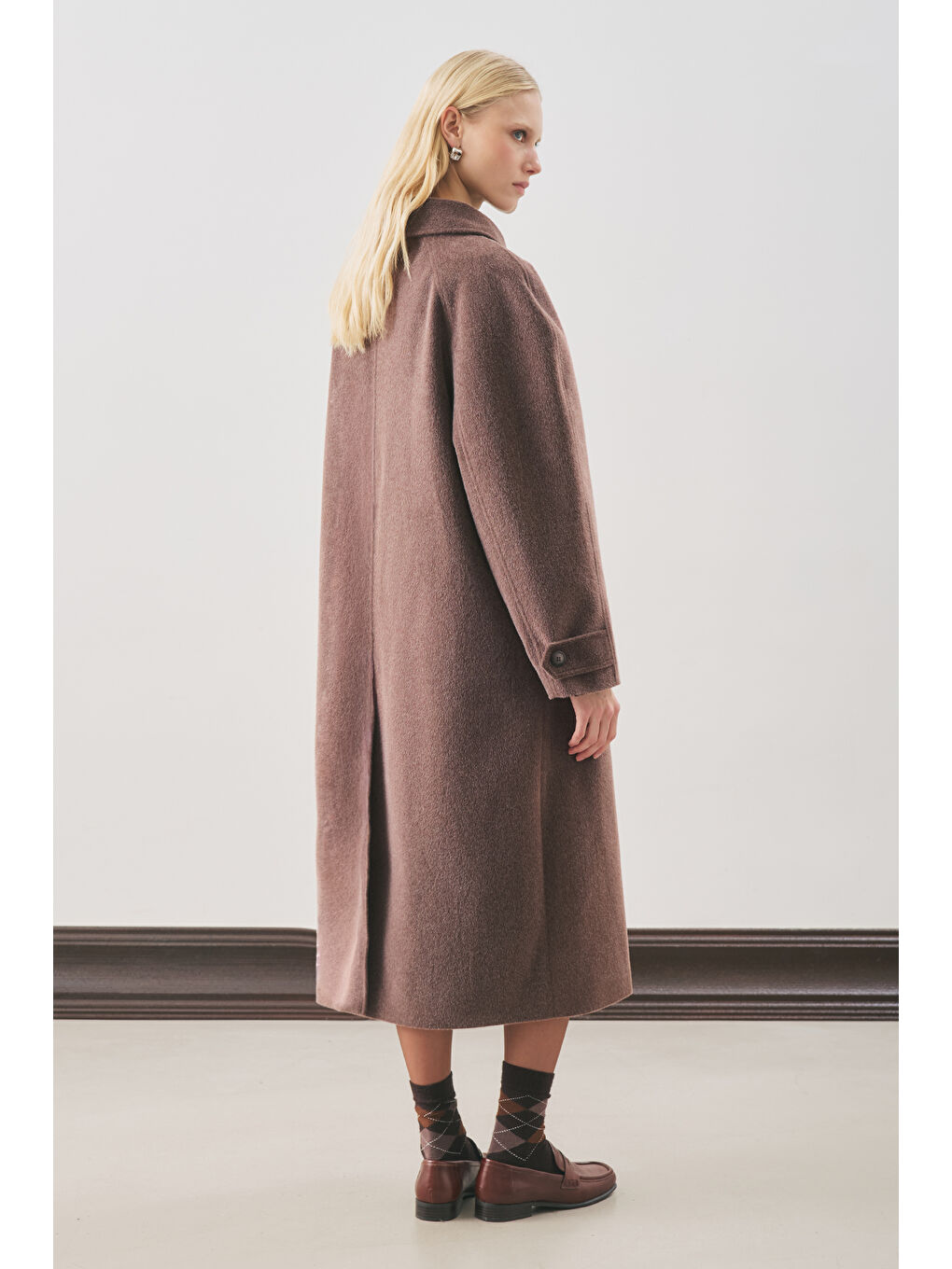 Premıum Kaşe Uzun Kaban Kahverengi-4