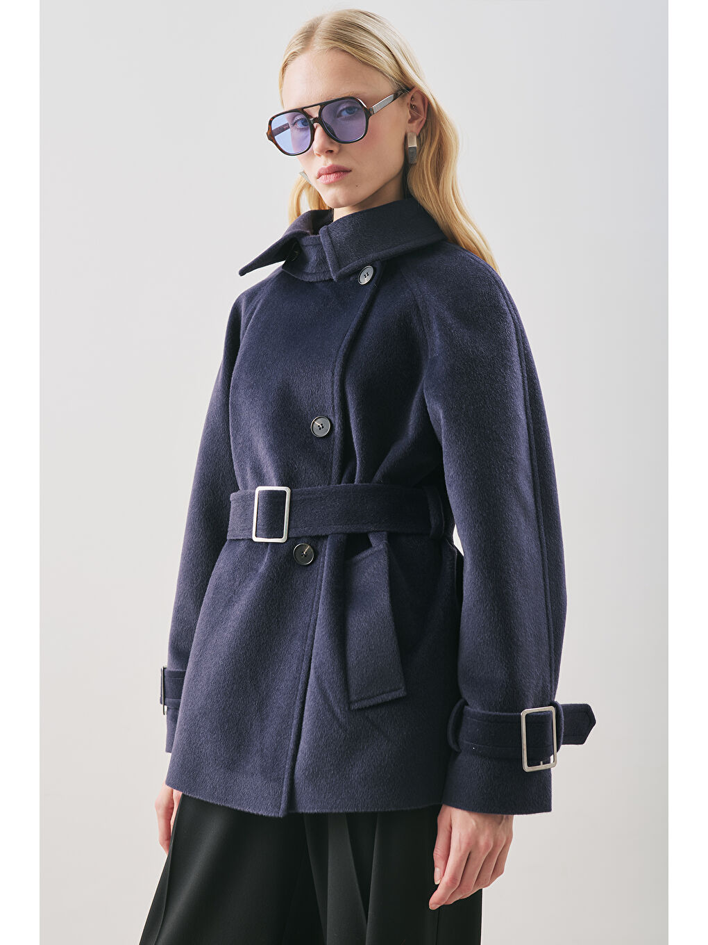 Premıum Kaşe Geniş Kaban Lacivert-3