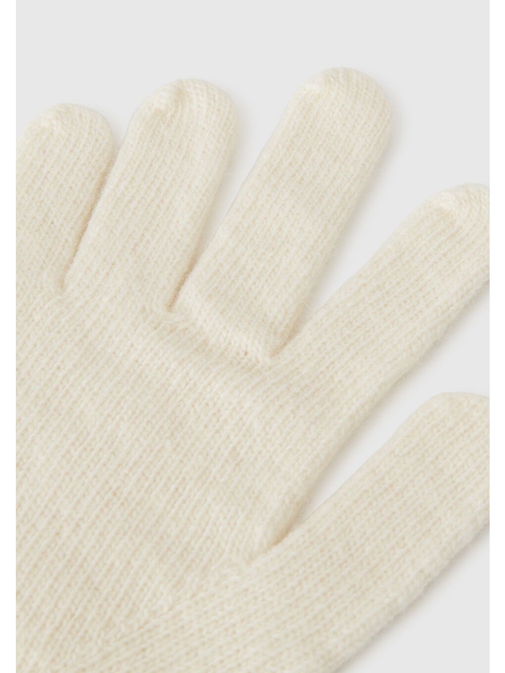 Ekru Kadın Krem Yün Karışımlı Nervürlü Örgü Eldiven-1