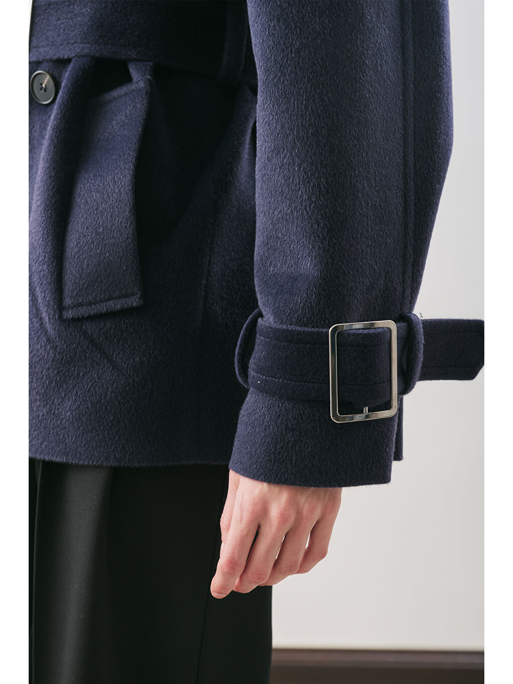 Premıum Kaşe Geniş Kaban Lacivert-4