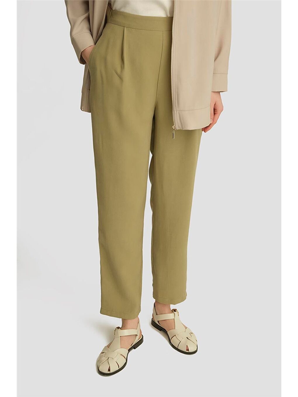 Lyocell Havuç Pantolon 25Yd4228-2 Haki-2