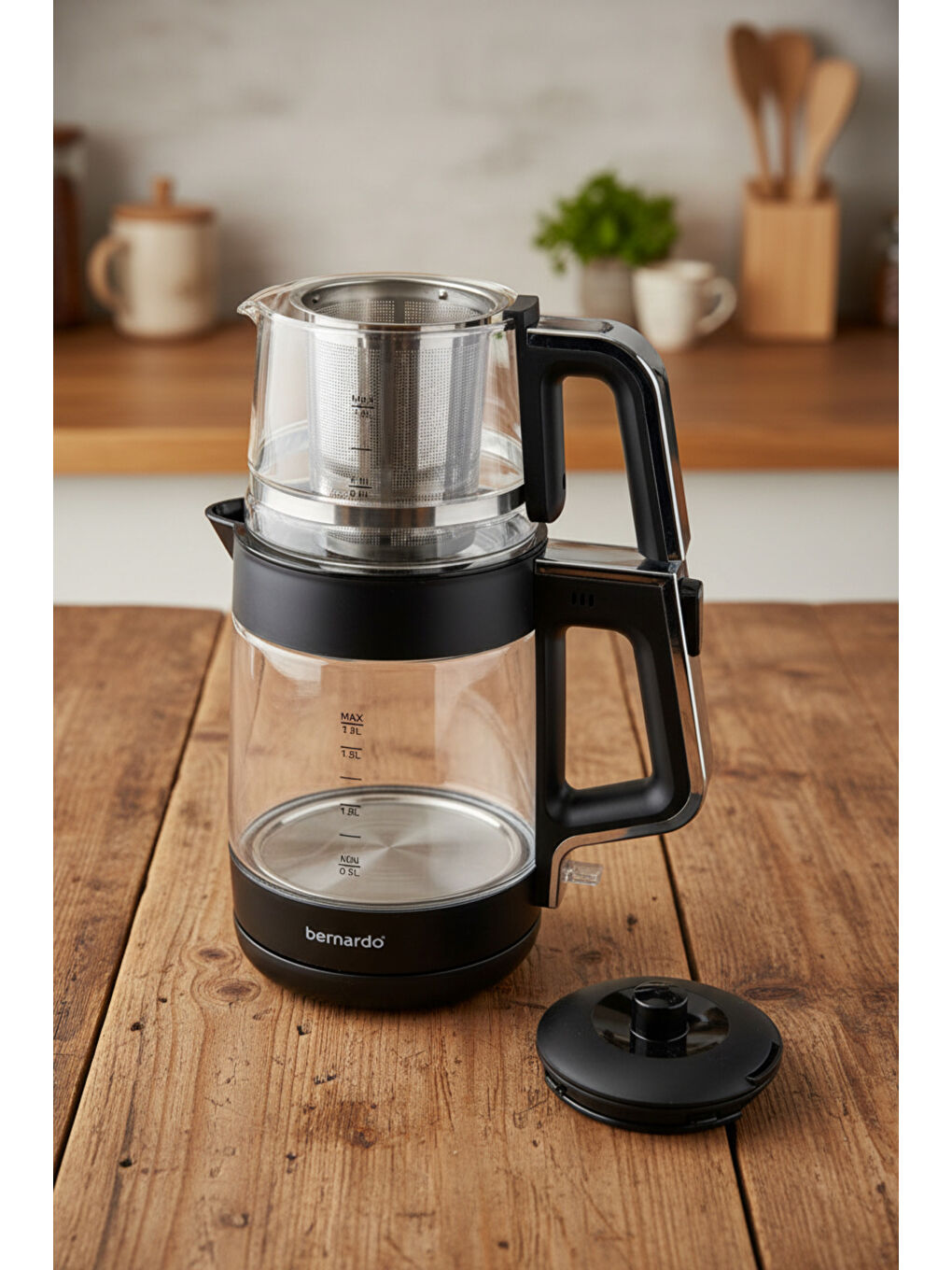 Napoli Cam Demlikli Çay Makinesi Siyah-5