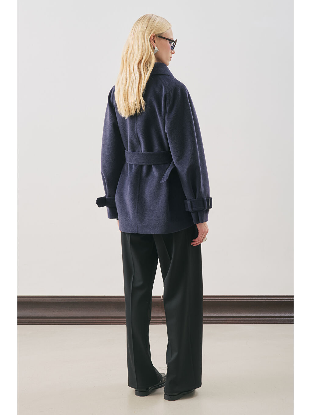 Premıum Kaşe Geniş Kaban Lacivert-5