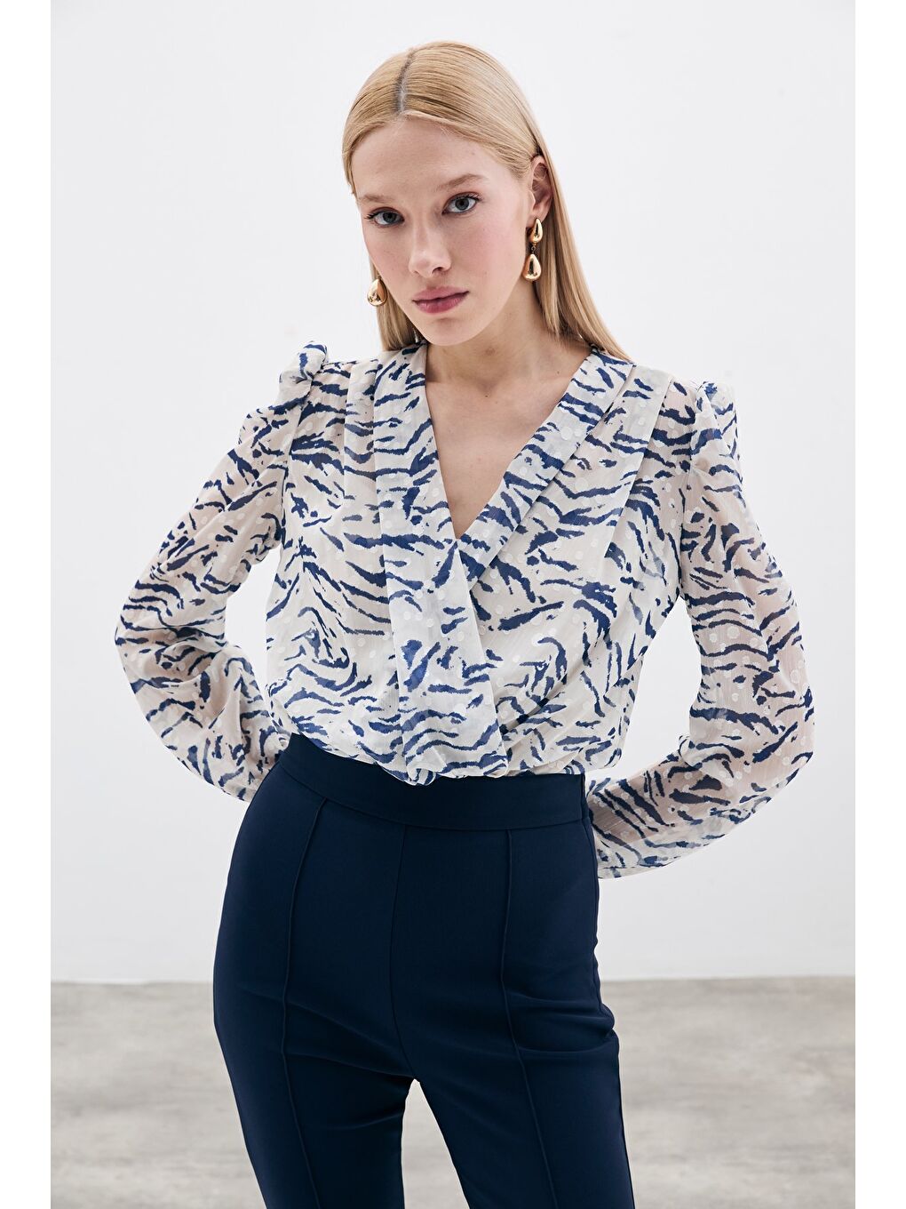 Puantiye Dokulu Bodysuit - Mavi